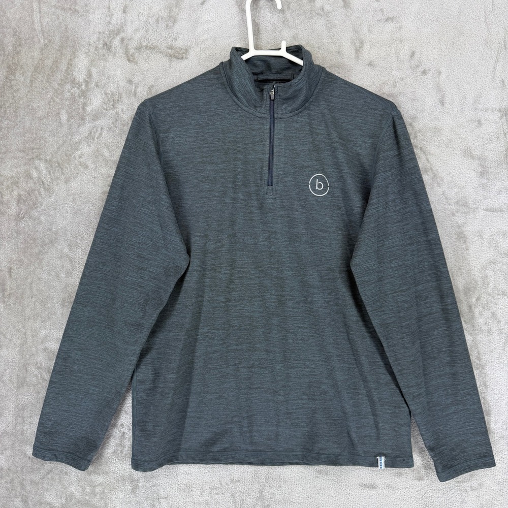 Marine Layer Weekend Sport Mens Medium Gray 1/4 Zip Pullover AML13Z-CH Space Dye
